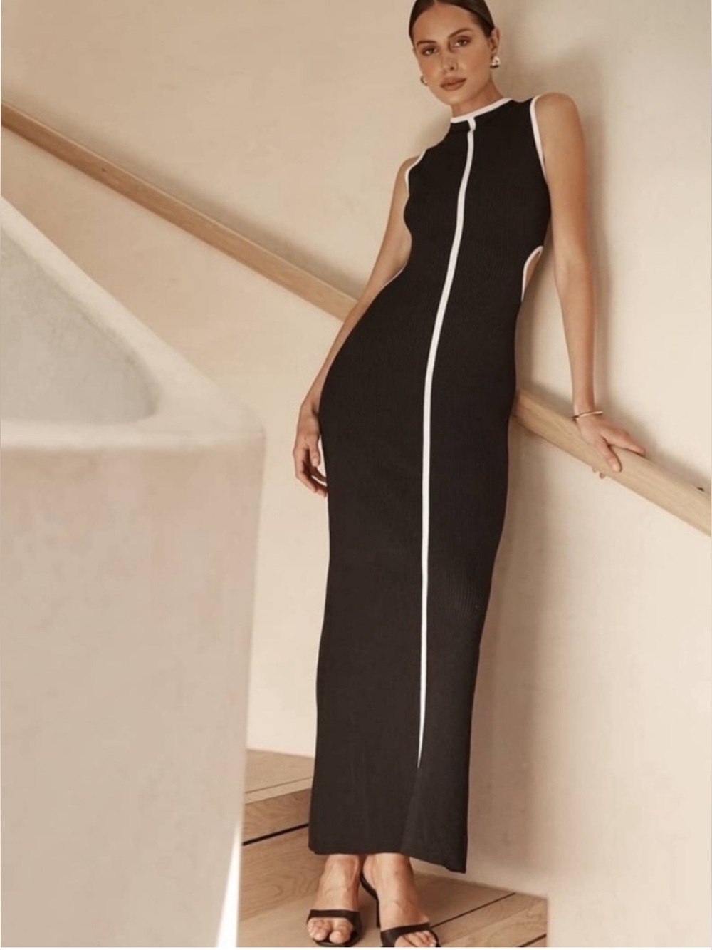 DISSH BINDING KNIT MIDI DRESS IN BLACK